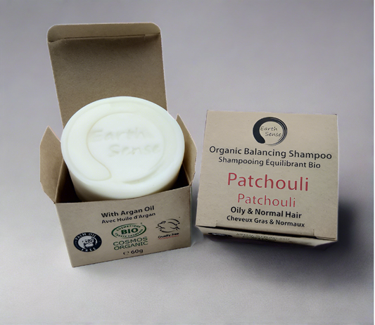 Organic Certified Balancing Solid Shampoo - Patchouli - Oily & all Hair Types 60g