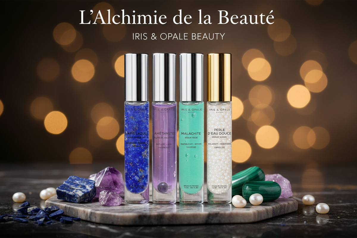 Coffret l’Alchimix N°1 Complet | Iris & Opale Beauty. Découvrez nos 4 sérums visage en format « tube à essais » 15 mL. À l’Améthyste, à la Perle d’eau douce, au Lapis-lazuli et à la Malachite.
