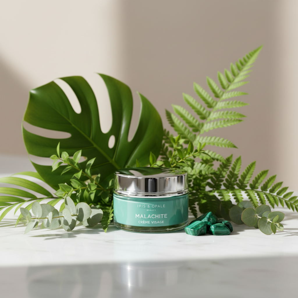 Pierre de Malachite sur fond blanc