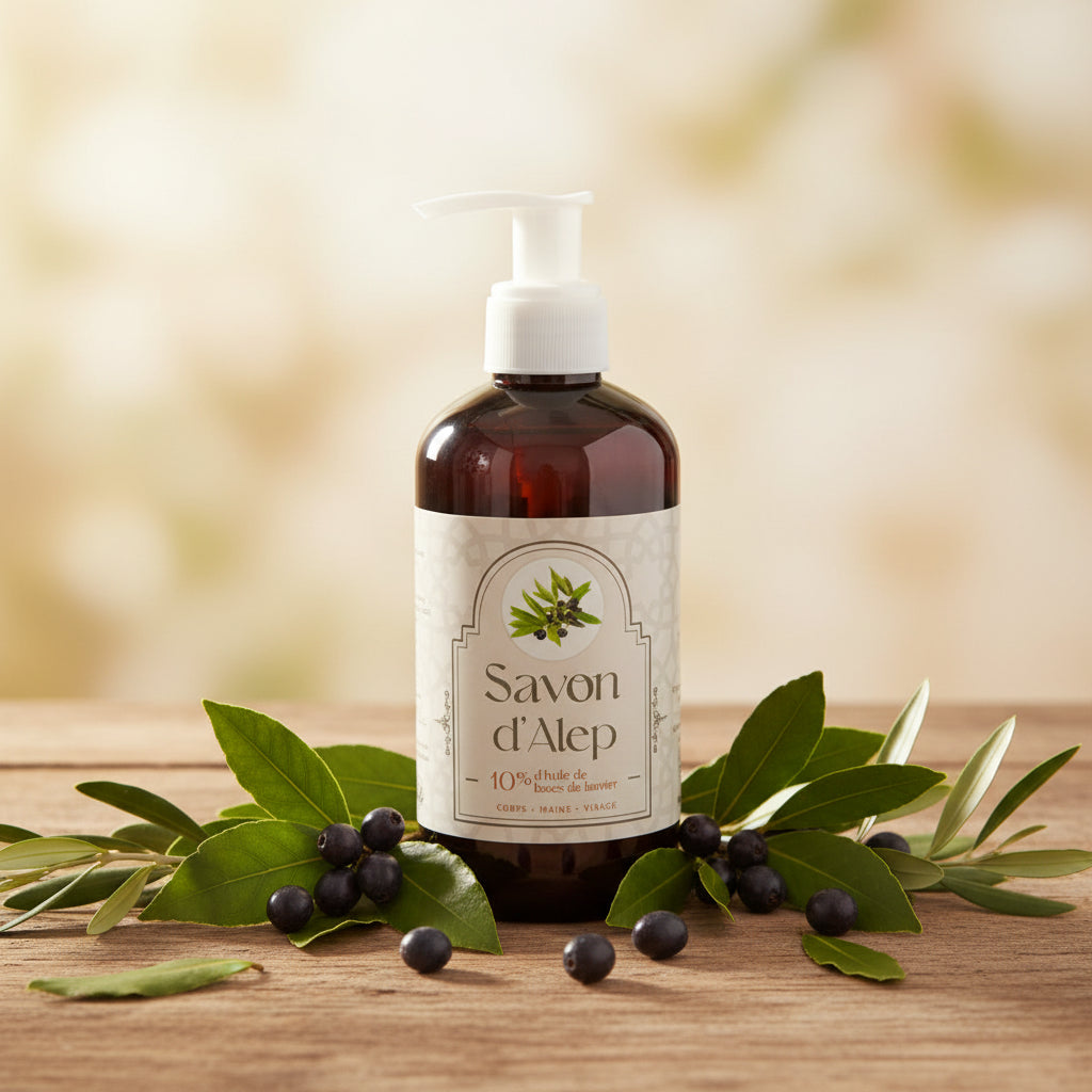 Savon d'Alep liquide 250 ml à 10% huile de baies de laurier-0