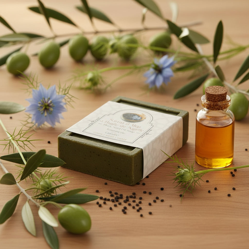 Savon d'Alep ornementé à l'huile de nigelle 100g-0