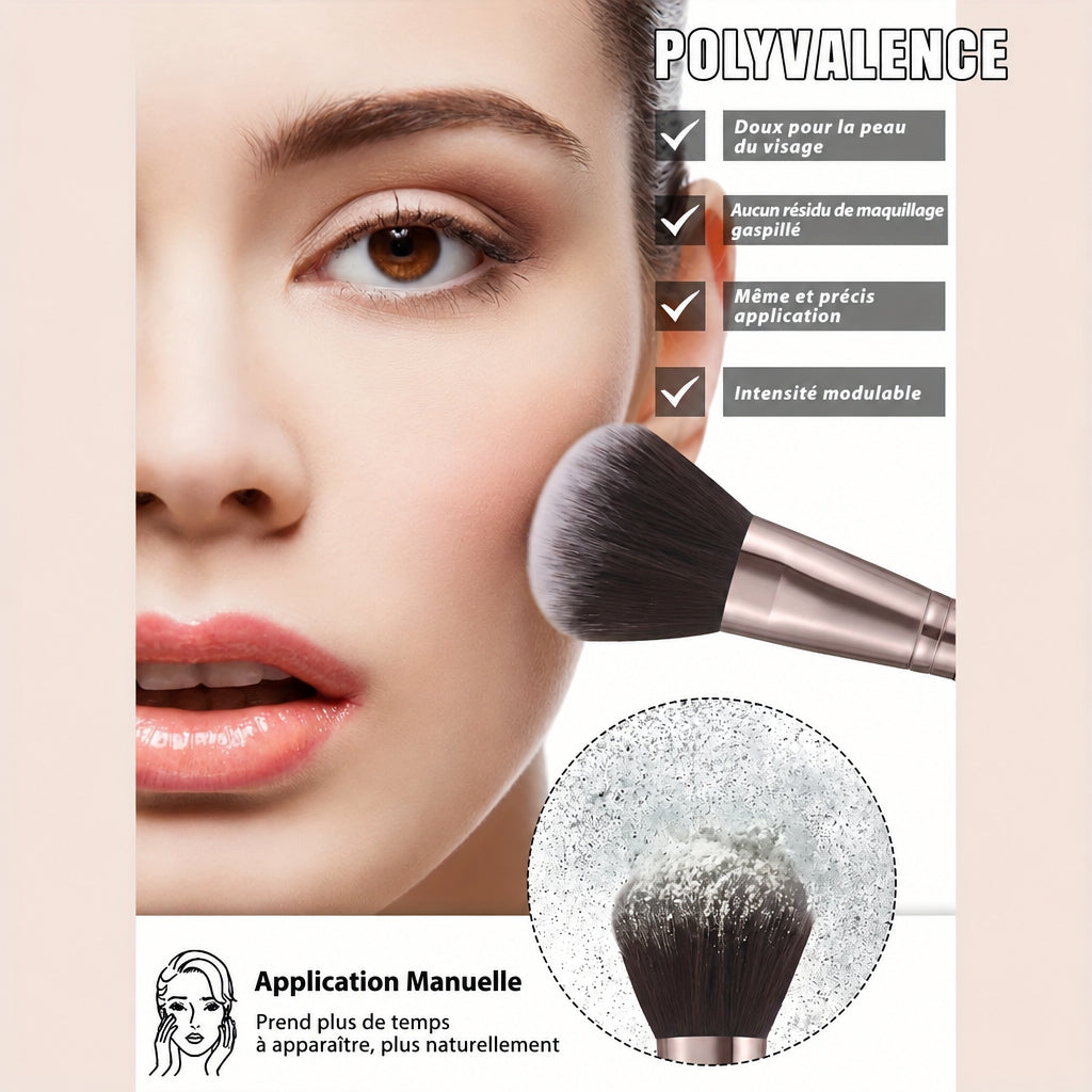 Kit de 55 accessoires de maquillage avec pinceaux et éponges – Coloris café